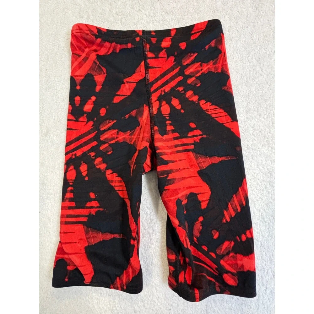 Speedo Endurance+ Mens Jammer‎ Swimsuit Red Graphic Print Size 28 Swim Trunks